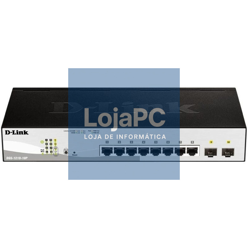 Switch D-Link DGS-1210-10P 10 Portas/ RJ-45 Gigabit 10/100/1000 PoE/ SFP