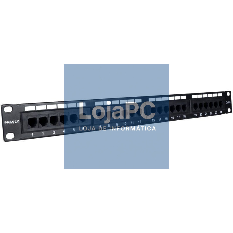 Patch Panel Phasak PU 2420/ 24 Portas/ Cat.6/ Altura 1U