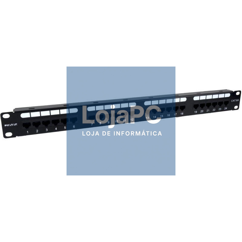 Patch Panel Phasak PU 2421/ 24 Portas/ Cat.6A/ Altura 1U