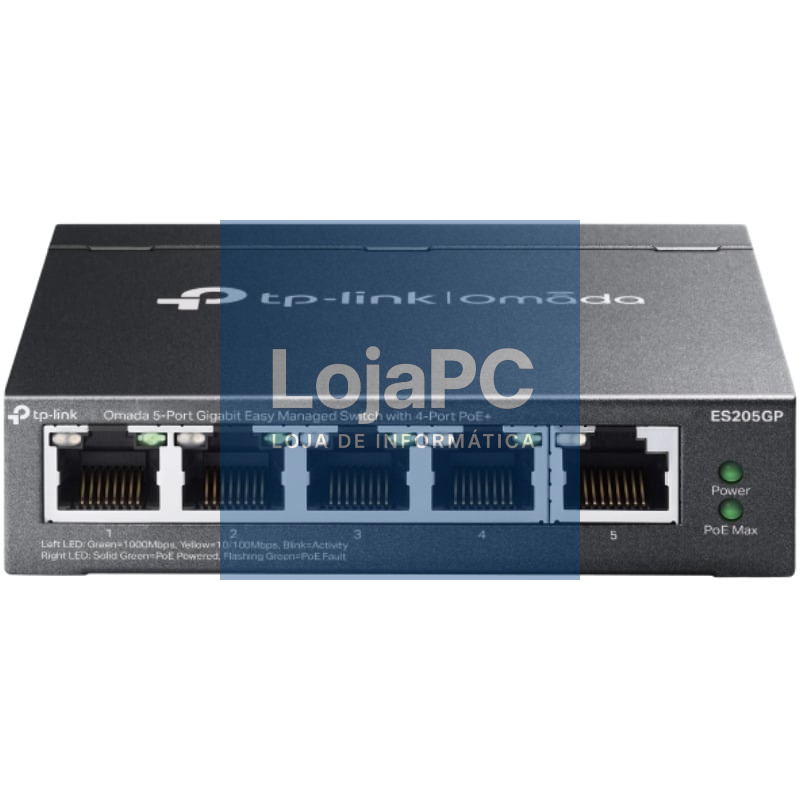 Switch TP-Link Omada ES205GP 5 Portas/ RJ-45 10/100/1000/ PoE+