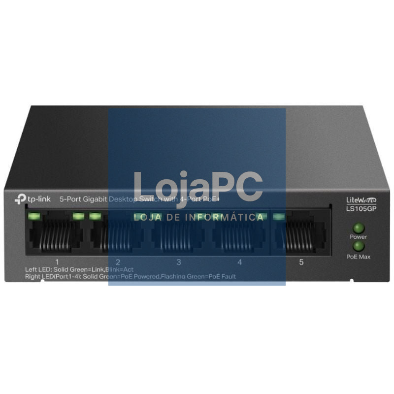 Switch TP-Link LS105GP 5 Portas/ RJ-45 10/100/1000 PoE+