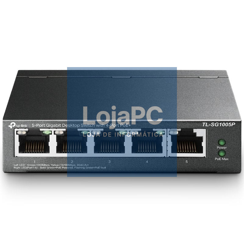 Switch TP-Link TL-SG1005P V2 5 Portas/ RJ-45 10/100/1000 PoE
