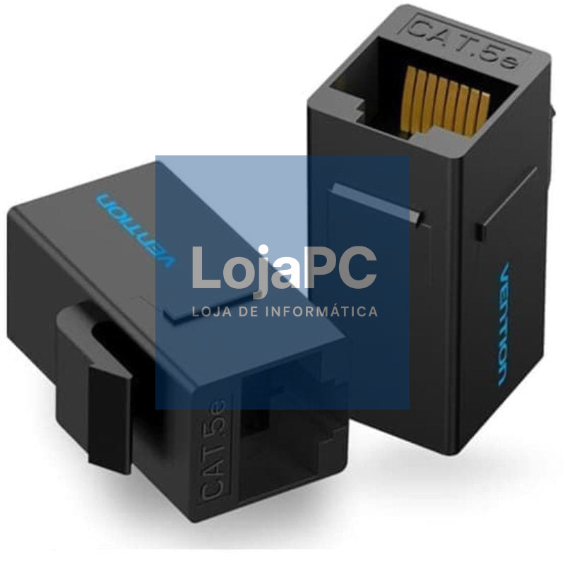 Adaptador Conector RJ45 VDD-B07-B Cat5e UTP/ RJ45 Fêmea - RJ45 Fêmea/ Preto
