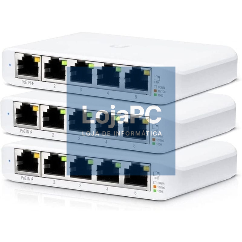 Switch Gerível Ubiquiti USW-Flex Mini 5 Portas/ RJ45 10/100/1000 PoE/ Pack 3 uds