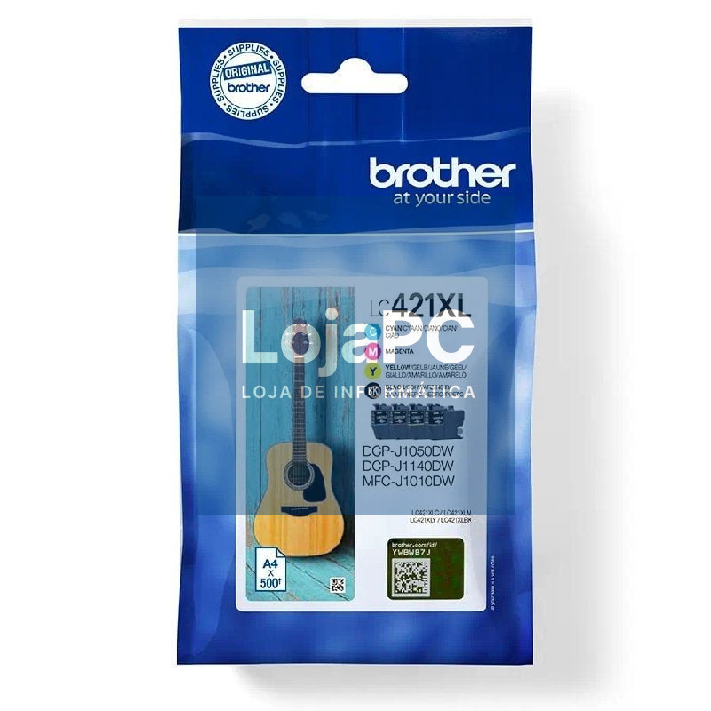 Tinteiro Original Brother LC421XL Alta Capacidade/ Multipack/ Ciano/ Magenta/ Amarelo/ Preto