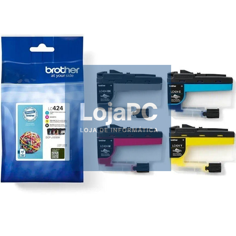 Tinteiro Original Brother LC424VAL/ Multipack/ Ciano/ Magenta/ Amarelo/ Preto