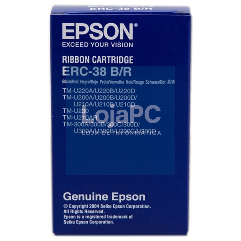Cinta Nylon Epson ERC-38/ Preto/ Vermelha