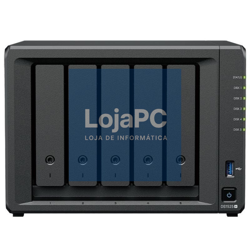 NAS Synology Diskstation DS1525+/ 5 Baías 3.5'- 2.5'/ 8GB DDR4/ Formato Torre
