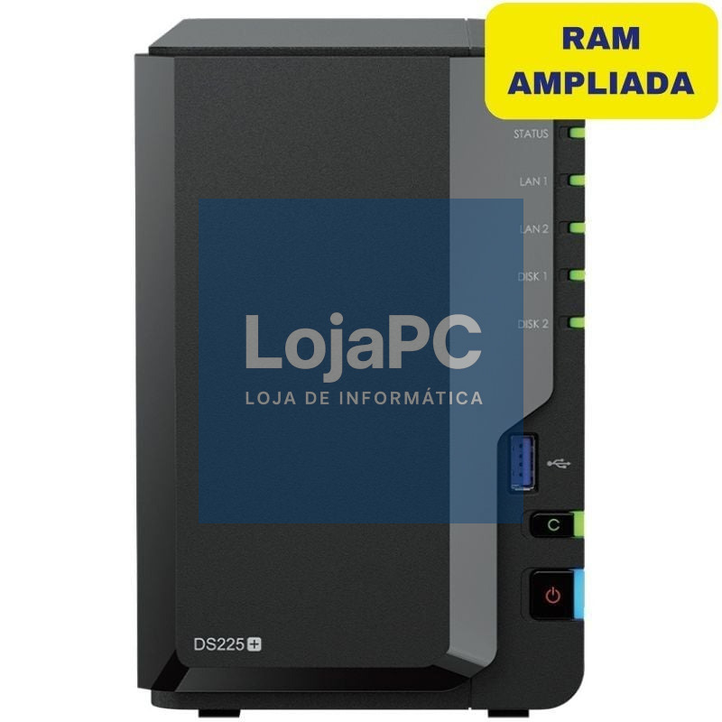 NAS Synology Diskstation DS225+/ 2 Baías 3.5'- 2.5'/ 6GB DDR4/ Formato Torre