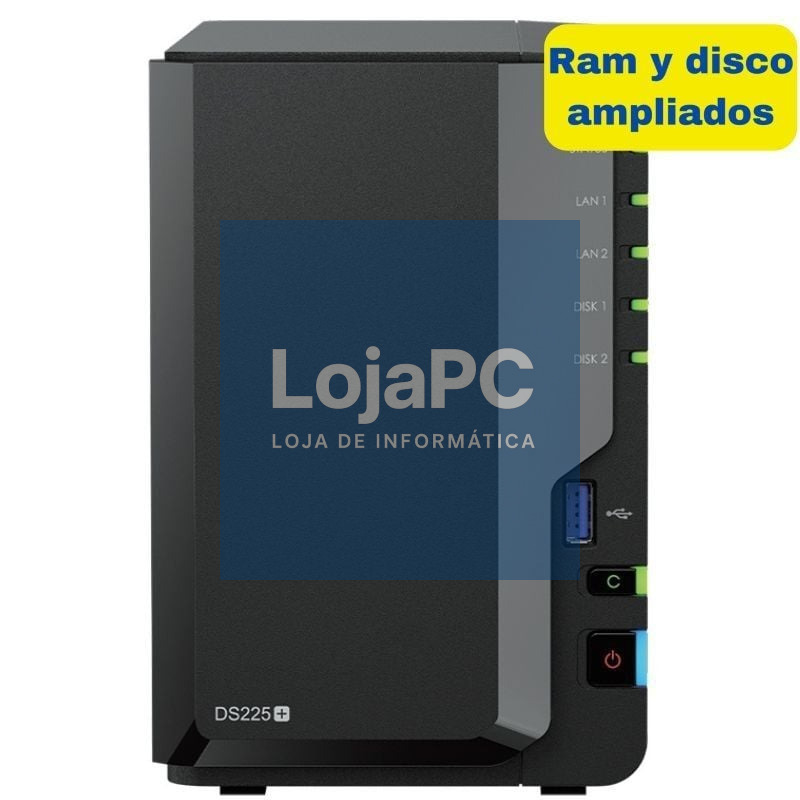 NAS Synology Diskstation DS225+/ 2 Baías 3.5'- 2.5'/ 6GB DDR4/ 8TB/ Formato Torre