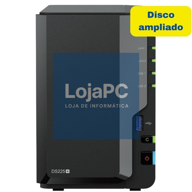 NAS Synology Diskstation DS225+/ 2 Baías 3.5'- 2.5'/ 2GB DDR4/ 8TB/ Formato Torre