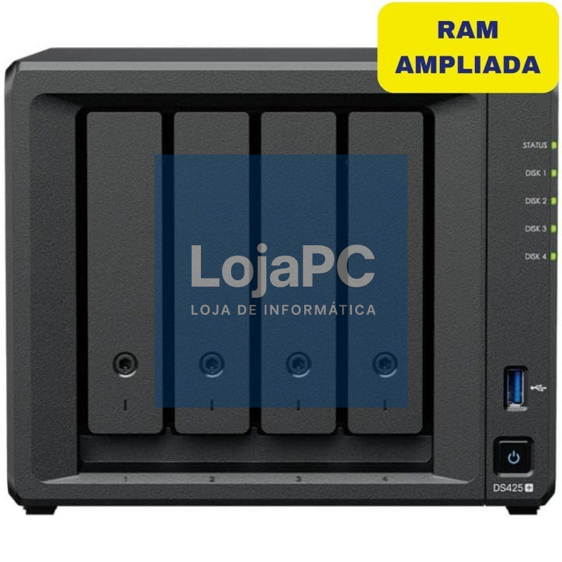 NAS Synology Diskstation DS425+/ 4 Baías 3.5'- 2.5'/ 6GB DDR4/ Formato Torre