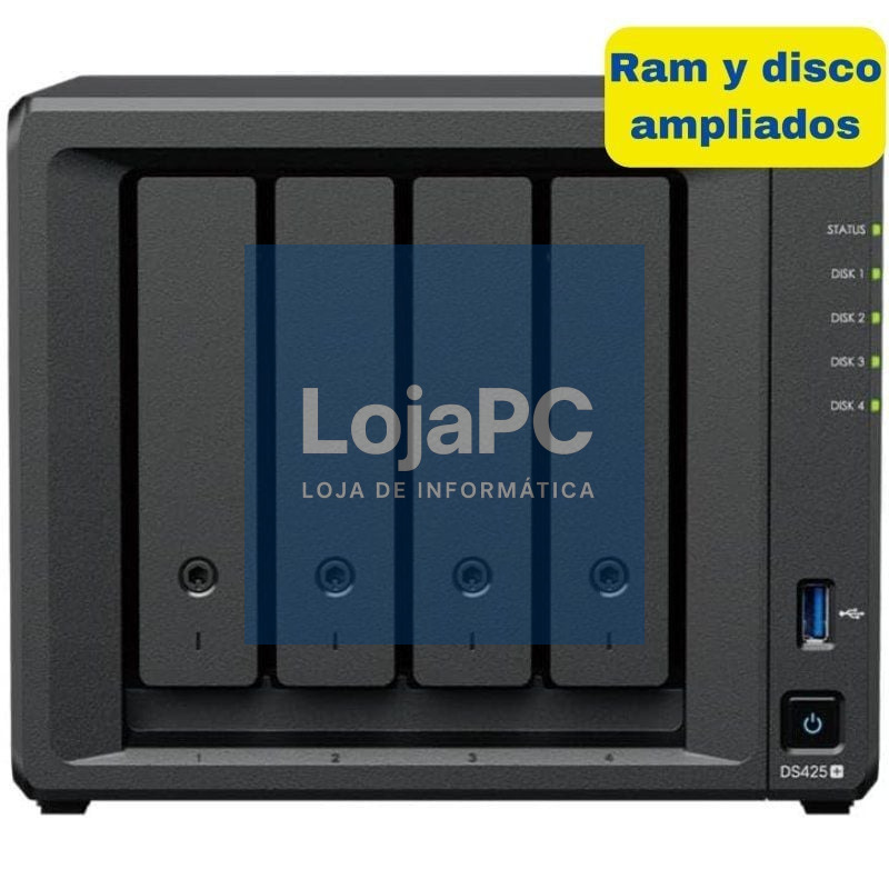 NAS Synology Diskstation DS425+/ 4 Baías 3.5'- 2.5'/ 6GB DDR4/ 16TB/ Formato Torre