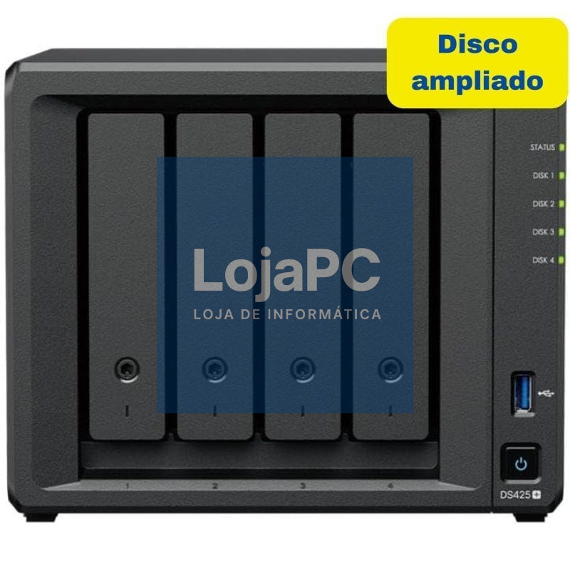NAS Synology Diskstation DS425+/ 4 Baías 3.5'- 2.5'/ 2GB DDR4/ 8TB/ Formato Torre