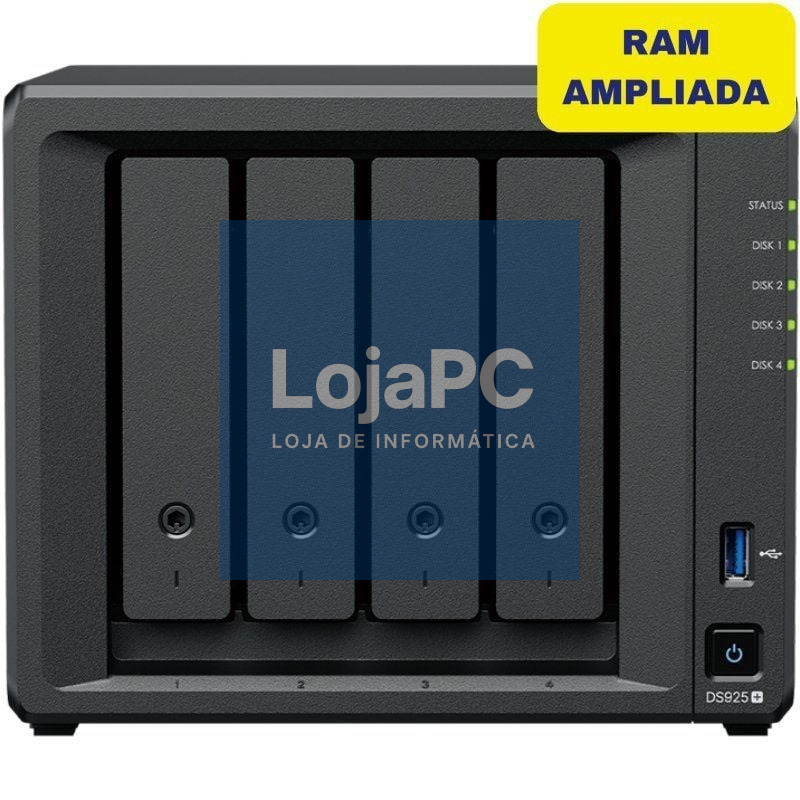 NAS Synology Diskstation DS925+/ 4 Baías 3.5'- 2.5'/ 8GB DDR4/ Formato Torre