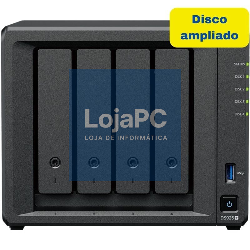 NAS Synology Diskstation DS925+/ 4 Baías 3.5'- 2.5'/ 4GB DDR4/ 8TB/ Formato Torre