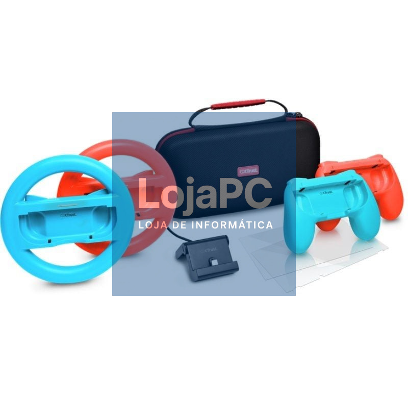 Pack Gaming Trust Gaming GXT 1249/ Estojo rígido + 2 Joy-com + 2 Volantes + Vidro temperado para Switch + Suporte de Carga