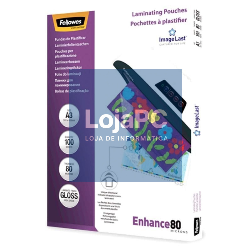 Capas para Plastificar Fellowes 5306207/ A3/ 80 Micras/ 100 unidades