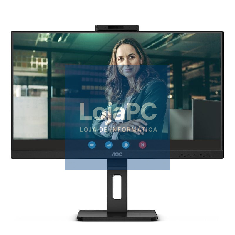 Monitor Profissional AOC 24P3QW 23.8'/ Full HD/ Webcam/ Multimedia/ Regulável en altura/ Preto