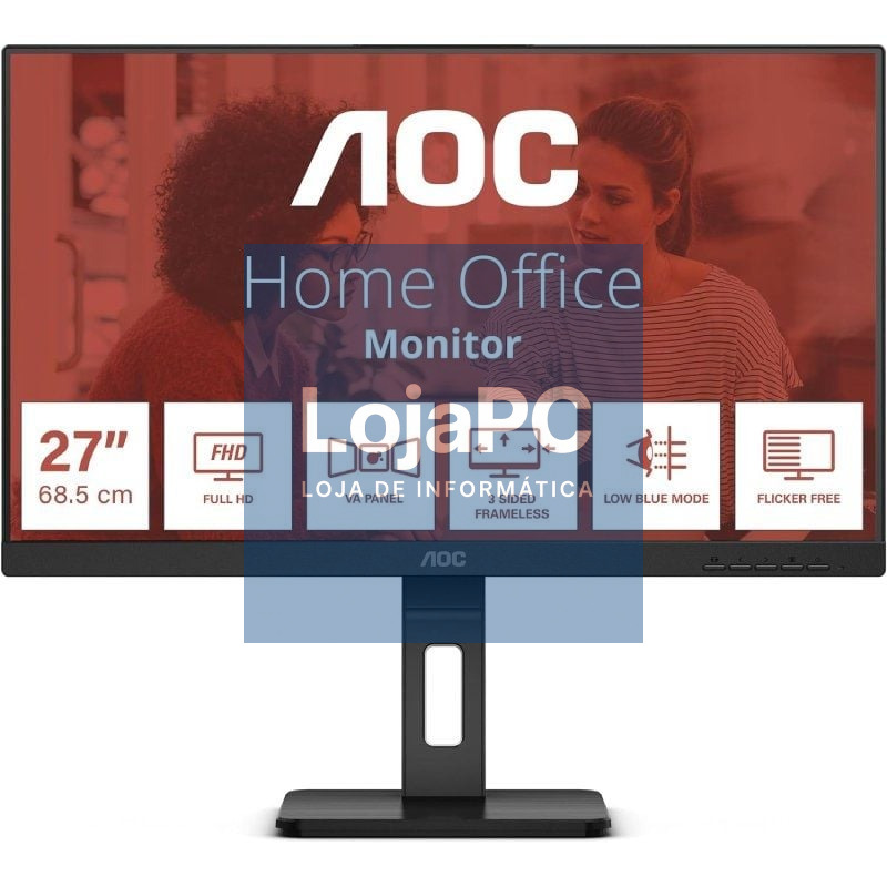 Monitor Profissional AOC 27E3QAF 27'/ Full HD/ Multimedia/ Regulável en altura/ Preto