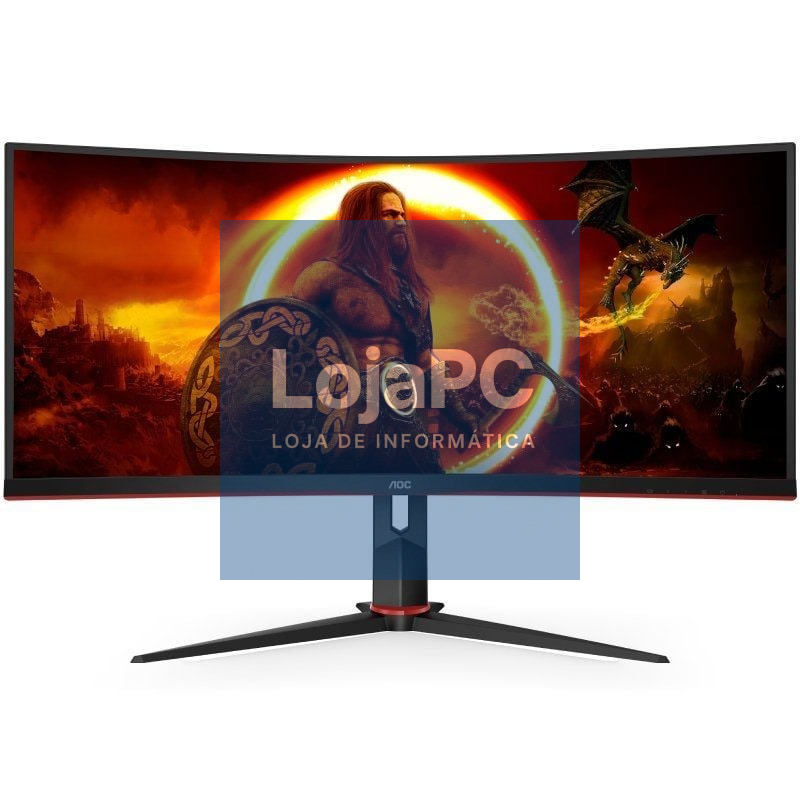 Monitor Gaming Ultrapanorámico Curvo AOC CU34G2XP/BK 34'/ WQHD/ 1ms/ 180Hz/ VA/ Preto