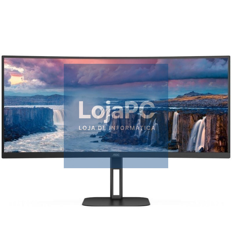 Monitor Profissional Ultrapanorámico Curvo AOC CU34V5C/BK 34'/ WQHD/ Multimedia/ Preto