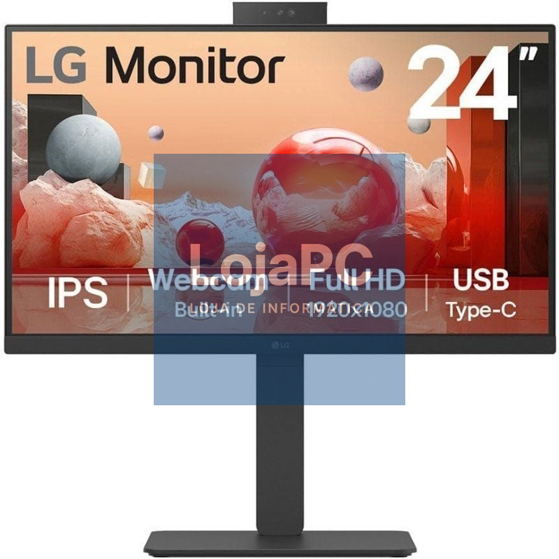 Monitor Profissional LG 24BA850-B 23.8'/ Full HD/ Webcam/ Multimedia/ Preto