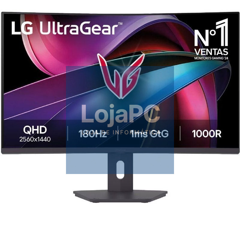 Monitor Gaming Curvo LG UltraGear 32G600A-B 31.5'/ QHD/ 1ms/ 180Hz/ VA/ Regulável en altura/ Preto