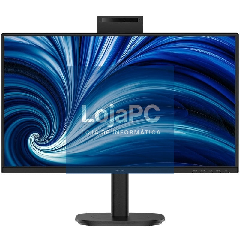 Monitor Profissional Philips 24B2N3200JH 23.8'/ Full HD/ Webcam/ Multimedia/ Regulável en altura/ Preto