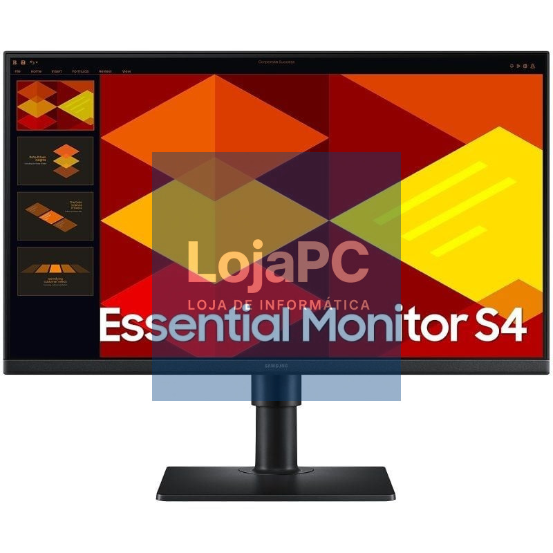 Monitor Profissional Samsung Essential Monitor S4 S40GD S24D402GAU/ 24'/ Full HD/ Regulável en altura/ Preto