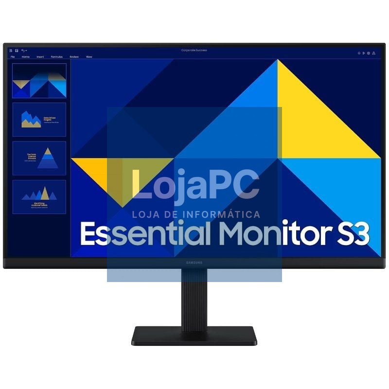 Monitor Profissional Samsung Essential Monitor S3 S24D300GAU/ 24'/ Full HD/ Preto