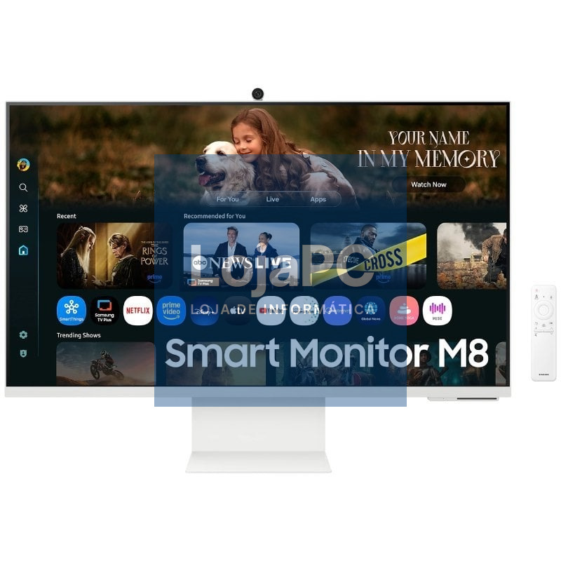 Smart Monitor Samsung M8 M80F S32FM801UU 32'/ 4K/ Multimedia/ Regulável en altura/ Smart TV/ Webcam/ Branco