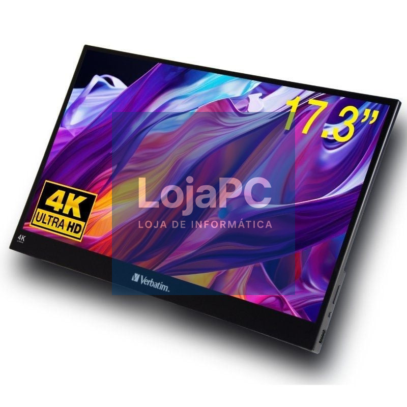 Monitor Portátil Táctil Verbatim PMT-17-4K 17.3'/ 4K/ Multimedia/ Preto