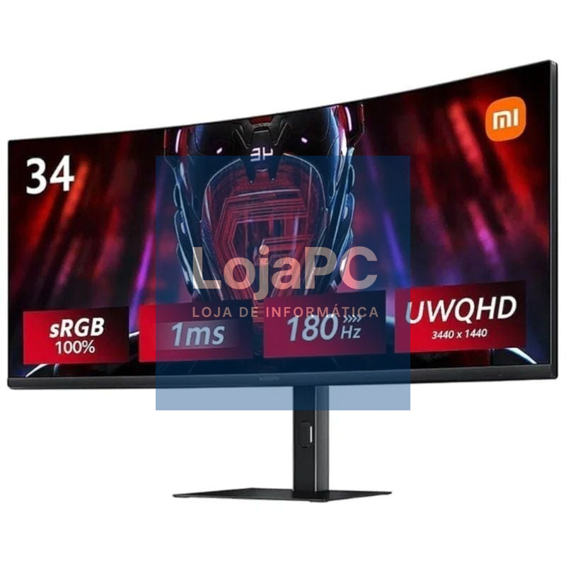 Monitor Gaming Curvo Xiaomi Curved Gaming Monitor G34WQi 34'/ WQHD/ 1ms/ 180Hz/ Preto