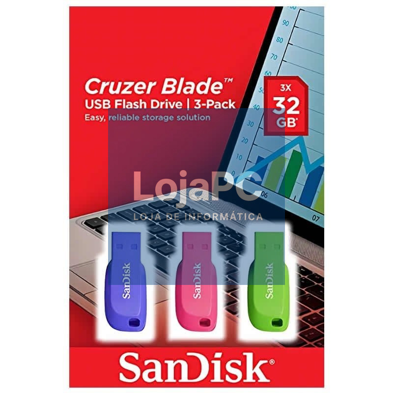 Pendrives 32GB SanDisk Cruzer Blade/ USB 2.0/ Pack 3