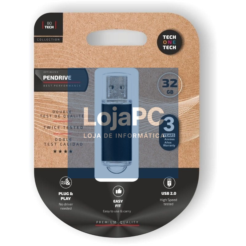 Pendrive 32GB Tech One Tech Basic USB 2.0/ Preto