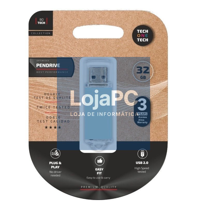 Pendrive 32GB Tech One Tech Basic USB 2.0/ Azul Cielo