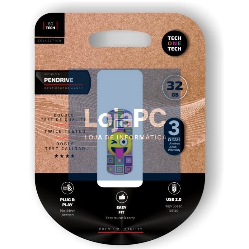 Pendrive 32GB Tech One Tech Emoji guiño USB 2.0