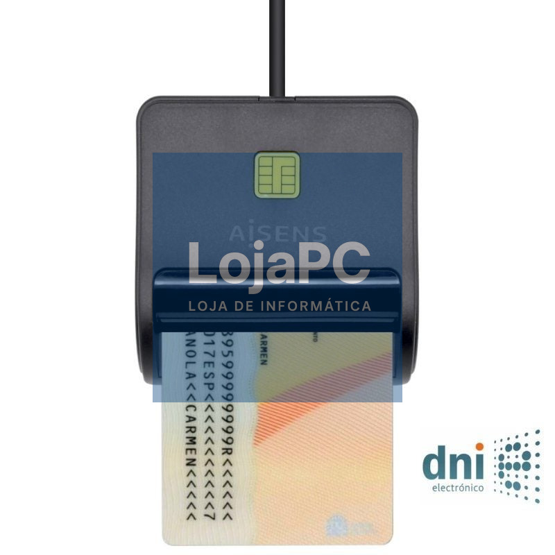 Leitor de DNI Aisens ASCR-SN01-BK/ USB 2.0/ Preto