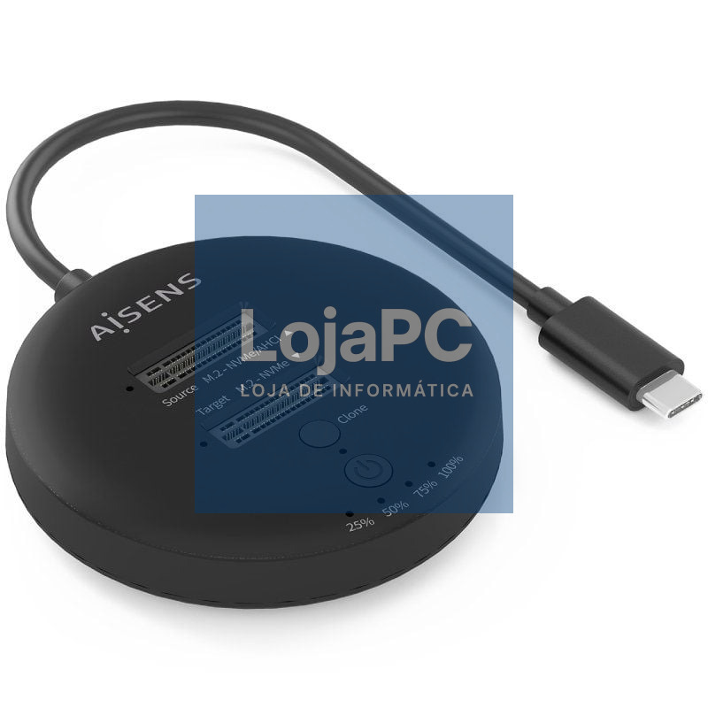 Docking Station USB 3.2 Gen2 Tipo-C para SSD M.2 NVMe Aisens ASDS-2M2N05-BK/ Cinzento