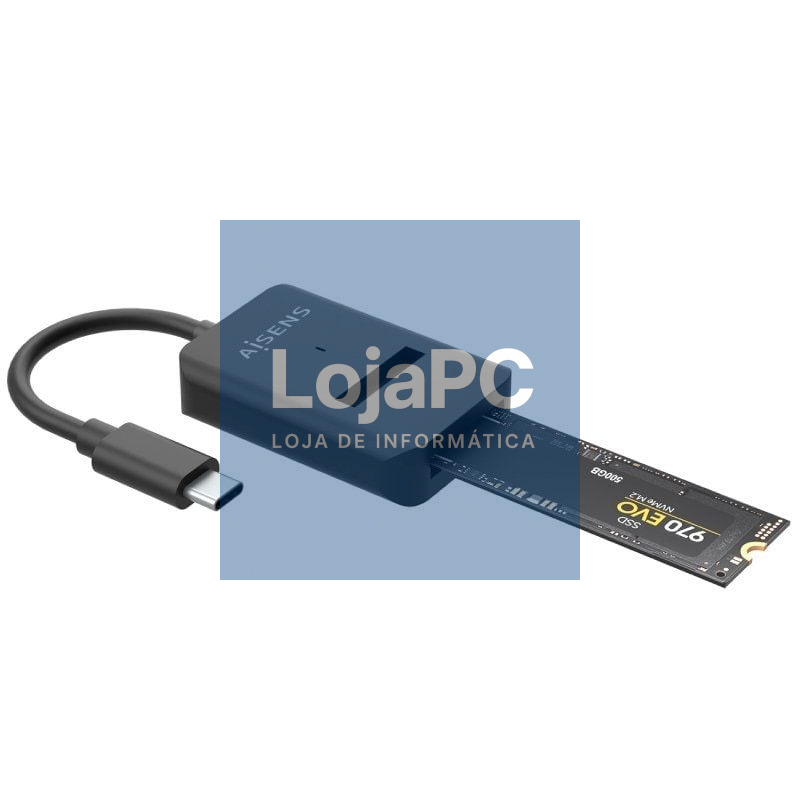 Dock USB Tipo-C para SSD M2 SATA/NVMe Aisens ASUC-M2D011-BK/ Preto