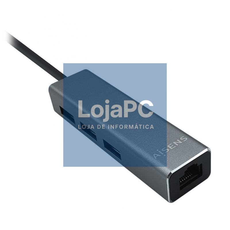 Hub USB 3.0 Aisens A106-0401/ 3xUSB/ 1xRJ45/ Cinzento