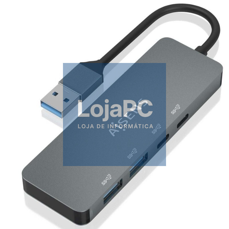 Hub USB 3.2 Aisens A106-0696/ 2xUSB/ 2xUSB Tipo-C/ Cinzento