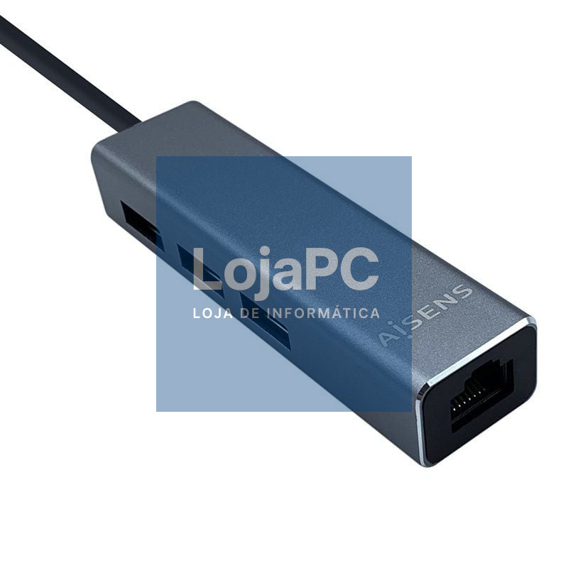 Hub USB Tipo-C Aisens A109-0396/ 3xUSB/ 1xRJ45/ Cinzento