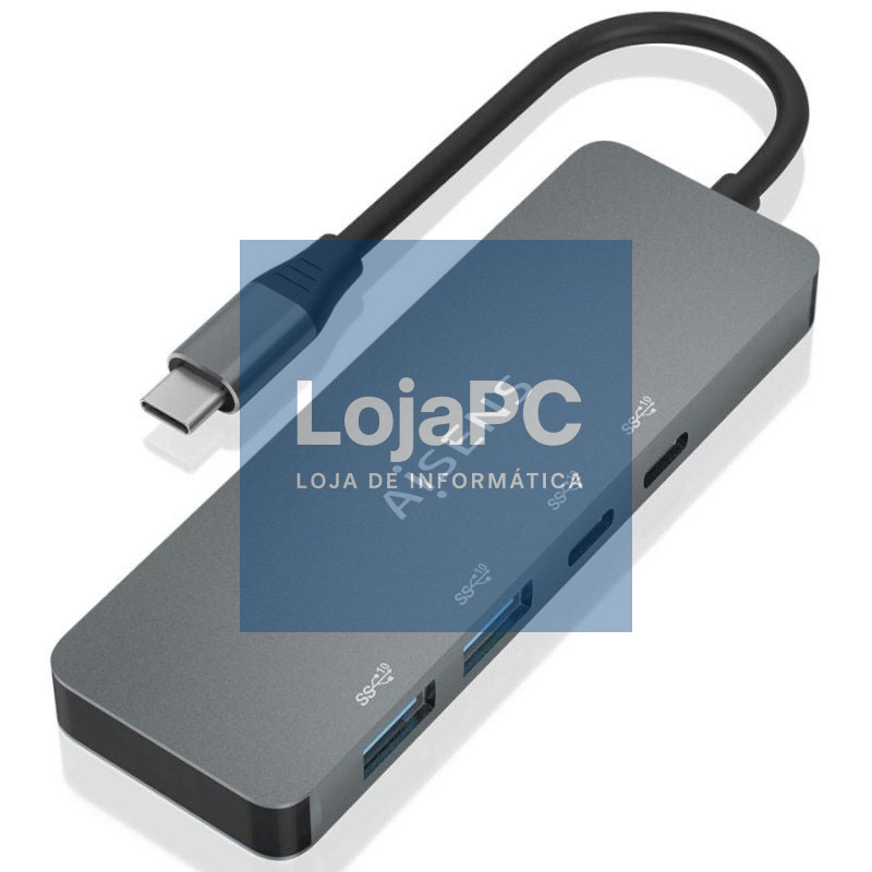 Hub USB Tipo-C Aisens A109-0694/ 2xUSB/ 2xUSB Tipo-C/ Cinzento