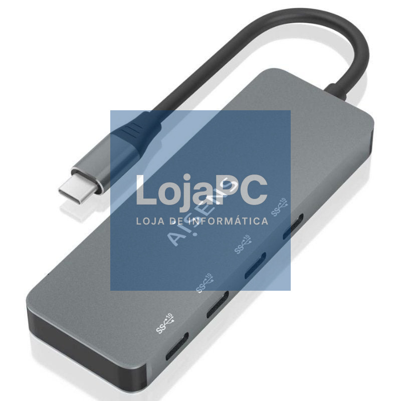 Hub USB Tipo-C Aisens A109-0695/ 4xUSB Tipo-C/ Cinzento