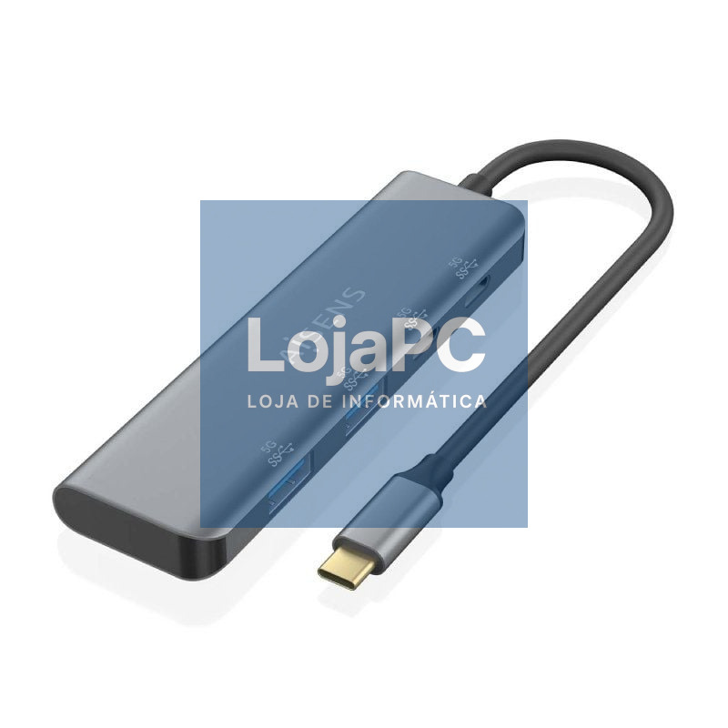 Hub USB Tipo-C Aisens A109-0763/ 2xUSB/ 2xUSB Tipo-C/ Cinzento