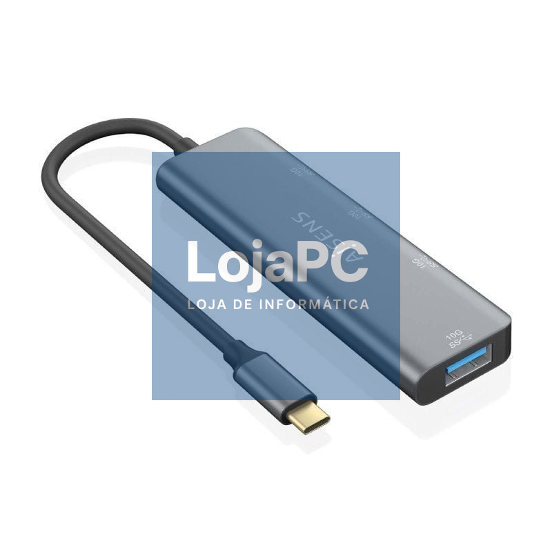 Hub USB Tipo-C Aisens A109-0764/ 3xUSB/ 1xUSB Tipo-C/ Cinzento