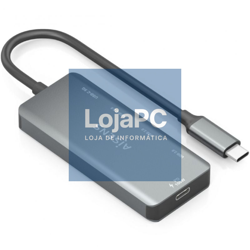 Hub USB Tipo-C Aisens A109-0946/ 2xUSB/ 2xUSB Tipo-C/ 1xUSB Tipo-C PD/ Cinzento