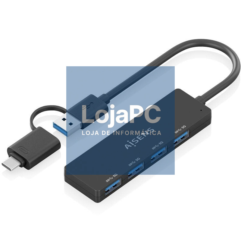 Hub USB Tipo-C + USB 3.1 Aisens A109-0987/ 4xUSB